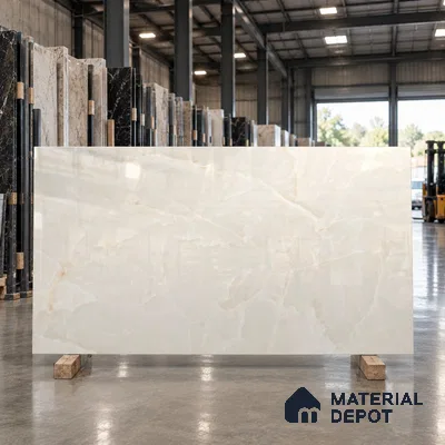 Large Format Marble Floor & Wall Tile TL 11491 B Dream Onyx Pearl 6 ft x 4 ft Vitrified Glossy Finish - 9 mm | 4 Random Design | Suitable for Living Room, Bedroom, Dining & Office | Adhesive and Spacers Must be Used During Installation