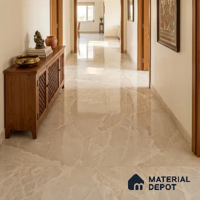 Large Format Marble Floor & Wall Tile TL 11491 B Dream Onyx Pearl 6 ft x 4 ft Vitrified Glossy Finish - 9 mm | 4 Random Design | Suitable for Living Room, Bedroom, Dining & Office | Adhesive and Spacers Must be Used During Installation