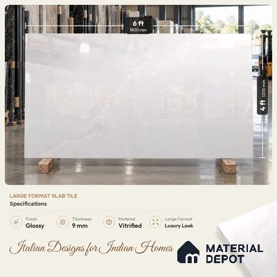 Large Format Marble Floor & Wall Tile TL 11491 Dream Onyx Bianco 6 ft x 4 ft Vitrified Glossy Finish - 9 mm | 4 Random Design | Suitable for Living Room, Bedroom, Dining & Office | Adhesive and Spacers Must be Used During Installation