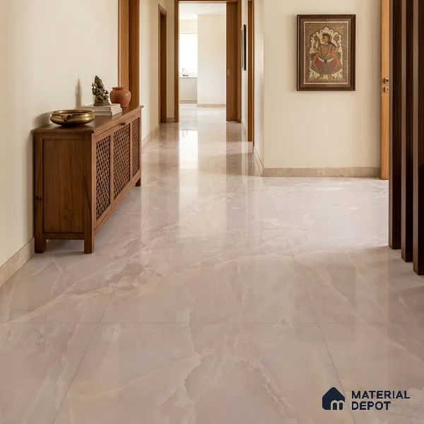 Large Format Marble Floor & Wall Tile TL 11491 Dream Onyx Bianco 6 ft x 4 ft Vitrified Glossy Finish - 9 mm | 4 Random Design | Suitable for Living Room, Bedroom, Dining & Office | Adhesive and Spacers Must be Used During Installation