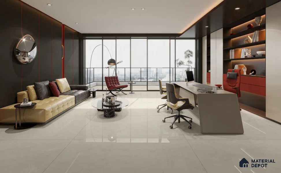 Large Format Marble Floor & Wall Tile TL 11494 B Nioz Olive Grey 6 ft x 4 ft Vitrified Glossy Finish - 9 mm | 4 Random Design | Suitable for Living Room, Bedroom, Dining & Office | Adhesive and Spacers Must be Used During Installation