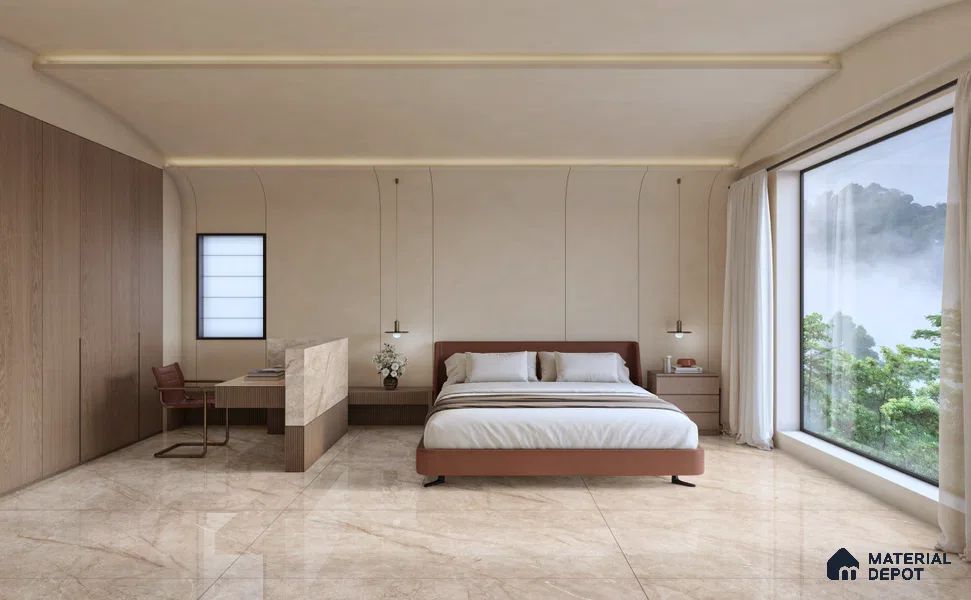 Marble Wall & Floor Tile TL 11499 Brown 6 ft x 4 ft Glossy Finish Vitrified Tile - 9 mm | 3 Random Designs | Suitable For Living Room, Bedroom, Bathroom