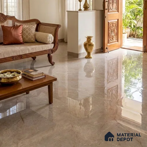 Large Formate Marble Floor & Wall Tile TL 11499 Silver River 6 ft x 4 ft Vitrified Glossy Finish - 9 mm | 3 Random Design | Suitable for Living Room, Bedroom, Dining & Office