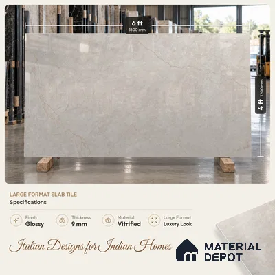 Marble Wall & Floor Tile TL 11500 B Grey 6 ft x 4 ft Glossy Finish Vitrified Tile - 9 mm | 4 Random Designs | Suitable For Living Room, Bedroom, Bathroom | Adhesive and Spacers Must be Used During Installation