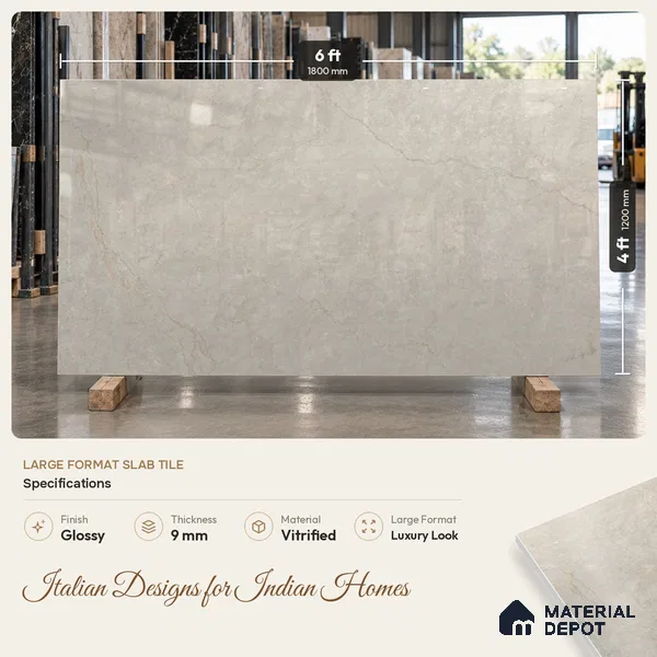 Large Format Marble Floor & Wall Tile TL 11500 C Stillstone Verde 6 ft x 4 ft Vitrified Glossy Finish - 9 mm | 4 Random Design | Suitable for Living Room, Bedroom, Dining & Office | Adhesive and Spacers Must be Used During Installation