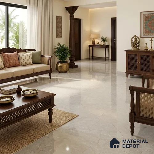 Large Format Marble Floor & Wall Tile TL 11500 C Stillstone Verde 6 ft x 4 ft Vitrified Glossy Finish - 9 mm | 4 Random Design | Suitable for Living Room, Bedroom, Dining & Office | Adhesive and Spacers Must be Used During Installation