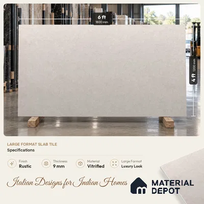 Marble Wall & Floor Tile TL 11505 D Beige 6 ft x 4 ft Rustic Finish Vitrified Tile - 9 mm | 4 Random Designs | Suitable For Living Room, Bedroom, Dining Area