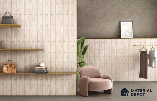 Subway Wall Tile TL 11506 Fruna Argilla Decor 10 inc x 2 inc Vitrified Whitebody Digimatt Finish - 8 mm | Suitable for Kitchen & Bathroom | Minimum 3 mm Spacer is Mandatory