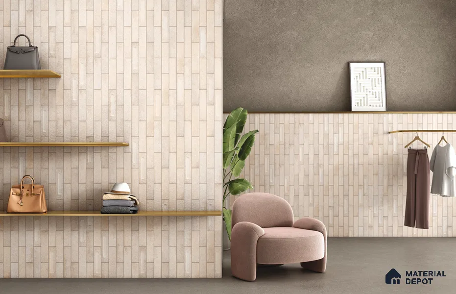 Subway Wall Tile TL 11506 Fruna Argilla Decor 10 inc x 2 inc Vitrified Whitebody Digimatt Finish - 8 mm | Suitable for Kitchen & Bathroom | Minimum 3 mm Spacer is Mandatory