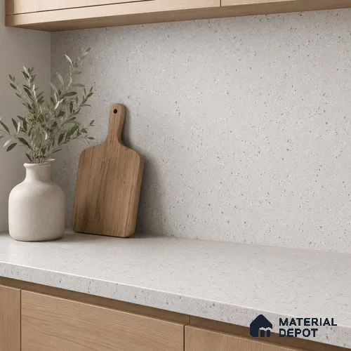Terrazzo Kitchen Counter Top Slab TL 11507 B Mozeco Ice 8 ft x 3 ft Full Body Digimatt Finish - 15 mm | Suitable for Table Top & Window Frame | Adhesive and Spacers Must be Used During Installation
