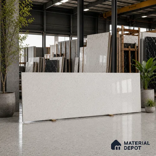 Terrazzo Kitchen Counter Top Slab TL 11507 Mozeco Ice 8 ft x 3 ft Full Body Glossy Finish - 15 mm | Suitable for Table Top & Window Frame | Adhesive and Spacers Must be Used During Installation