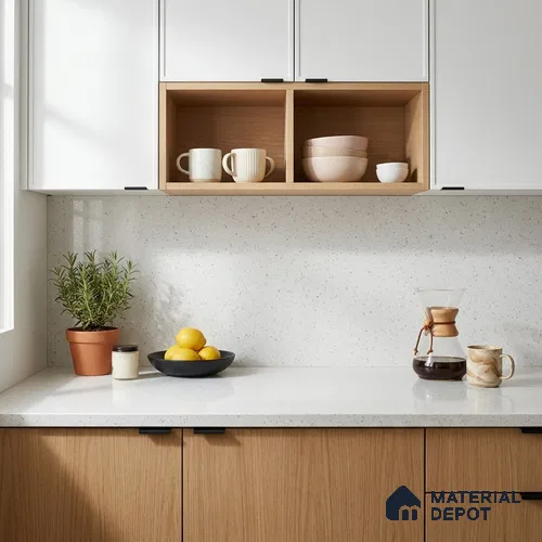 Terrazzo Kitchen Counter Top Slab TL 11507 Mozeco Ice 8 ft x 3 ft Full Body Glossy Finish - 15 mm | Suitable for Table Top & Window Frame | Adhesive and Spacers Must be Used During Installation