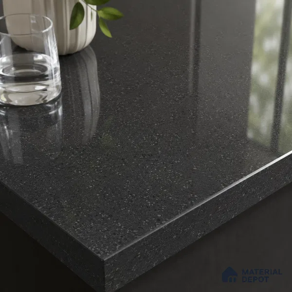 Terrazzo Kitchen Counter Top Slab TL 11509 Mozeco Midnight 8 ft x 3 ft Full Body Glossy Finish - 15 mm | Suitable for Table Top & Window Frame | Adhesive and Spacers Must be Used During Installation