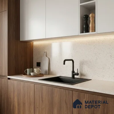 Terrazzo Kitchen Counter Top Slab TL 11510 B Mozeco Harmony 8 ft x 3 ft Full Body Digimatt Finish - 15 mm | Suitable for Table Top & Window Frame | Adhesive and Spacers Must be Used During Installation
