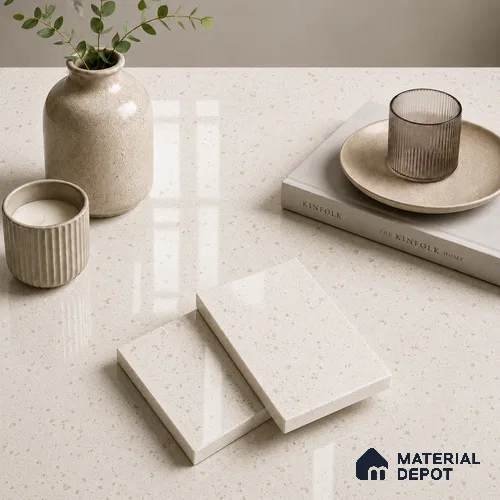 Terrazzo Kitchen Counter Top Slab TL 11510 Mozeco Harmony 8 ft x 3 ft Full Body Glossy Finish - 15 mm | Suitable for Table Top & Window Frame | Adhesive and Spacers Must be Used During Installation