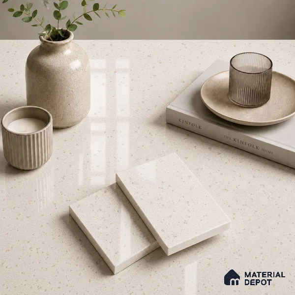 Terrazzo Kitchen Counter Top Slab TL 11510 Mozeco Harmony 8 ft x 3 ft Full Body Glossy Finish - 15 mm | Suitable for Table Top & Window Frame | Adhesive and Spacers Must be Used During Installation