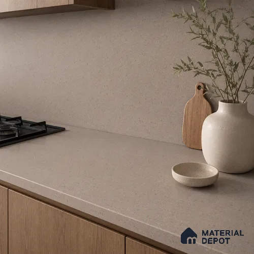Terrazzo Kitchen Counter Top Slab TL 11512 B Mozeco Moss 8 ft x 3 ft Full Body Digimatt Finish - 15 mm | Suitable for Table Top & Window Frame | Adhesive and Spacers Must be Used During Installation