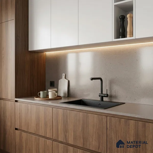 Terrazzo Kitchen Counter Top Slab TL 11512 B Mozeco Moss 8 ft x 3 ft Full Body Digimatt Finish - 15 mm | Suitable for Table Top & Window Frame | Adhesive and Spacers Must be Used During Installation