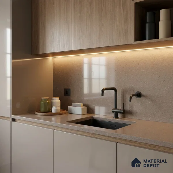 Terrazzo Kitchen Counter Top Slab TL 11512 Mozeco Moss 8 ft x 3 ft Full Body Glossy Finish - 15 mm | Suitable for Table Top & Window Frame | Adhesive and Spacers Must be Used During Installation