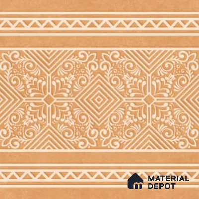Moroccan Carpet Floor TL 11515 B Levels Marigold Border 8 inc x 8 inc Anti Skid Vitrified Whitebody Digimatt Finish - 8 mm | Suitable for Living Room,Bedroom,Dining & Kitchen | Minimum 3 mm Spacer is Mandatory