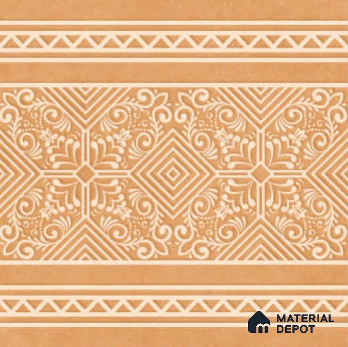 Moroccan Carpet Floor TL 11515 B Levels Marigold Border 8 inc x 8 inc Anti Skid Vitrified Whitebody Digimatt Finish - 8 mm | Suitable for Living Room,Bedroom,Dining & Kitchen | Minimum 3 mm Spacer is Mandatory
