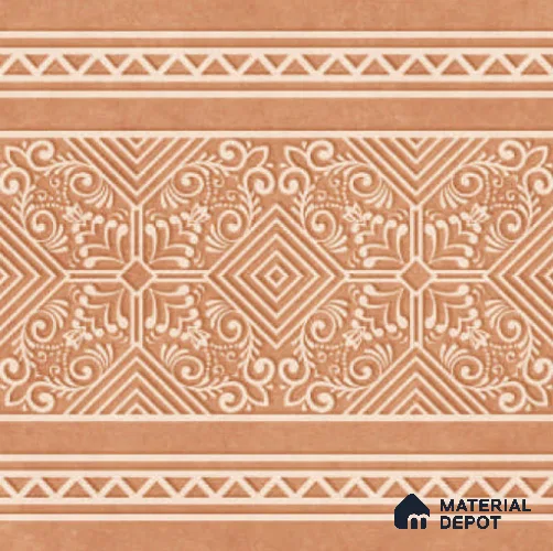 Moroccan Carpet Floor TL 11516 B Levels Red Border 8 inc x 8 inc Anti Skid Vitrified Whitebody Digimatt Finish - 8 mm | Suitable for Living Room,Bedroom,Dining & Kitchen | Minimum 3 mm Spacer is Mandatory