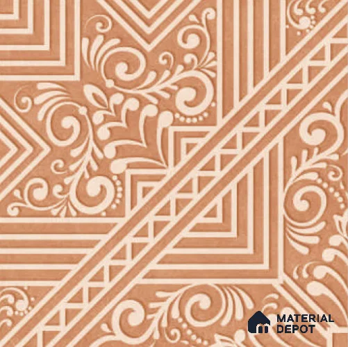 Moroccan Carpet Floor & Wall TL 11516 C Levels Red Center 8 inc x 8 inc Anti Skid Vitrified Whitebody Digimatt Finish - 8 mm | Suitable for Living Room,Bedroom,Dining & Kitchen | Minimum 3 mm Spacer is Mandatory