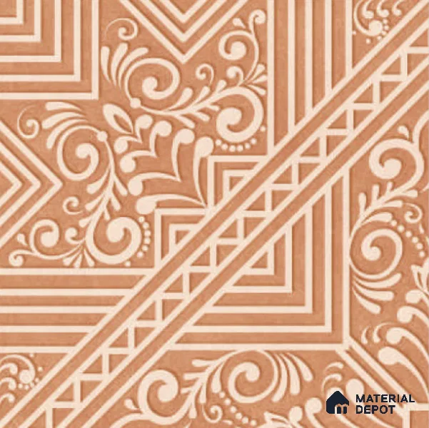 Moroccan Carpet Floor & Wall TL 11516 C Levels Red Center 8 inc x 8 inc Anti Skid Vitrified Whitebody Digimatt Finish - 8 mm | Suitable for Living Room,Bedroom,Dining & Kitchen | Minimum 3 mm Spacer is Mandatory
