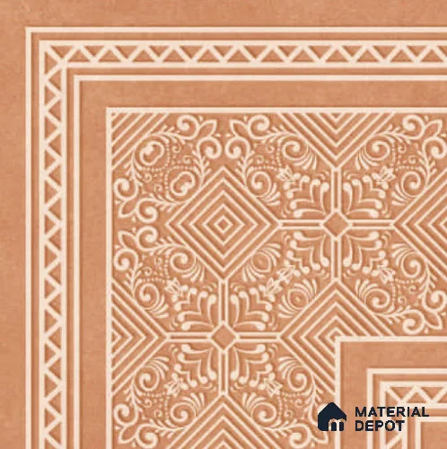 Moroccan Carpet Floor TL 11516 Levels Red Corner 8 inc x 8 inc Anti Skid Vitrified Whitebody Digimatt Finish - 8 mm | Suitable for Living Room,Bedroom,Dining & Kitchen | Minimum 3 mm Spacer is Mandatory