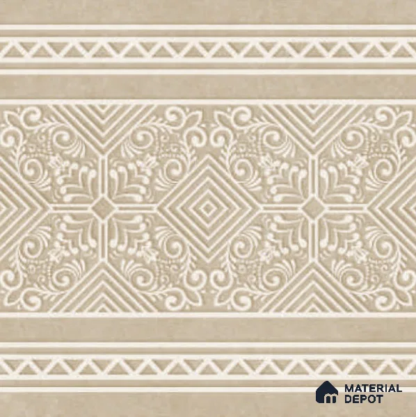 Moroccan Carpet Floor TL 11517 B Levels Sand Border 8 inc x 8 inc Anti Skid Vitrified Whitebody Digimatt Finish - 8 mm | Suitable for Living Room,Bedroom,Dining & Kitchen | Minimum 3 mm Spacer is Mandatory
