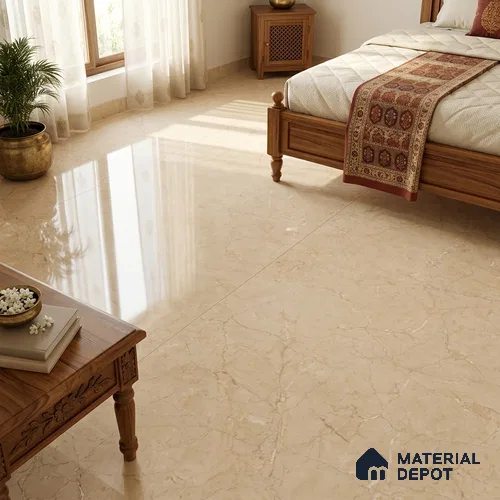 TL 11535 Albox Beige 6 ft x 4 ft Glossy Vitrified Tile - 15 mm | Adhesive and Spacers Must be Used During Installation