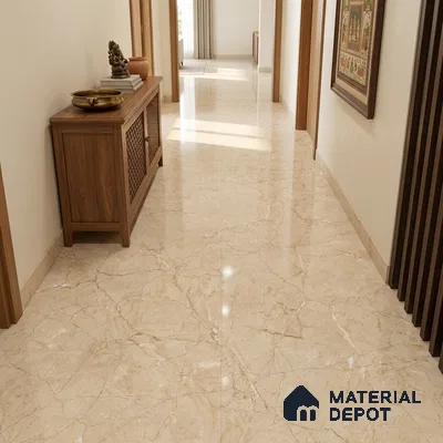 Marble Floor Tile TL 11535 Beige 6 ft x 4 ft Glossy Finish Vitrified Tile - 15 mm | Suitable For Living Room, Bedroom, Bathroom | Adhesive and Spacers Must be Used During Installation