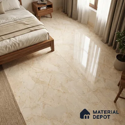 Marble Endless Floor Tile TL 11536 Beige 6 ft x 4 ft Glossy Finish Vitrified Tile - 15 mm | Suitable For Living Room, Bedroom, Bathroom | Adhesive and Spacers Must be Used During Installation