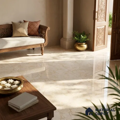 TL 11536 Almagro Beige Endless 6 ft x 4 ft Glossy Vitrified Tile - 15 mm | Adhesive and Spacers Must be Used During Installation