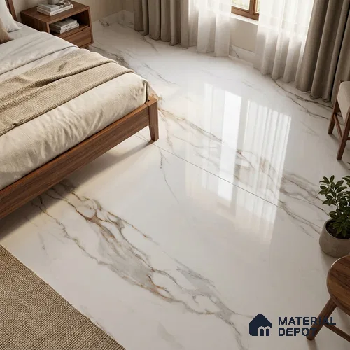 TL 11537 Carrara Monet Endless 6 ft x 4 ft Glossy Vitrified Tile - 15 mm | Adhesive and Spacers Must be Used During Installation