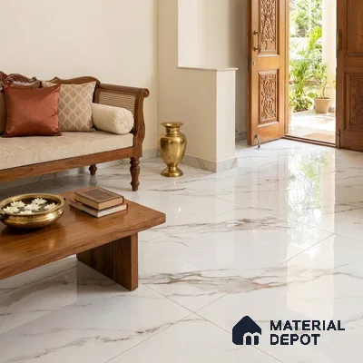 TL 11537 Carrara Monet Endless 6 ft x 4 ft Glossy Vitrified Tile - 15 mm | Adhesive and Spacers Must be Used During Installation