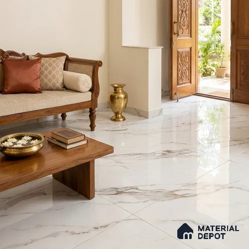 Endless Carrara Floor Tile TL 11537 6 ft x 4 ft Glossy Finish Vitrified Tile - 15 mm | Suitable For Living Room, Bedroom, Bathroom | Adhesive and Spacers Must be Used During Installation