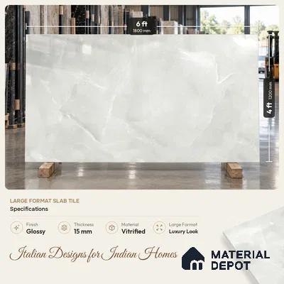 TL 11538 Onyx Gris Endless 6 ft x 4 ft Glossy Vitrified Tile - 15 mm | Adhesive and Spacers Must be Used During Installation