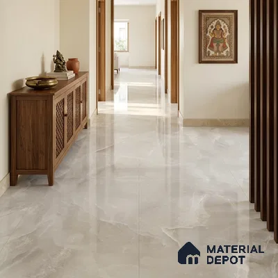 TL 11538 Onyx Gris Endless 6 ft x 4 ft Glossy Vitrified Tile - 15 mm | Adhesive and Spacers Must be Used During Installation