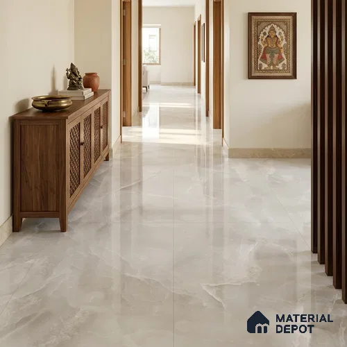 TL 11538 Onyx Gris Endless 6 ft x 4 ft Glossy Vitrified Tile - 15 mm | Adhesive and Spacers Must be Used During Installation
