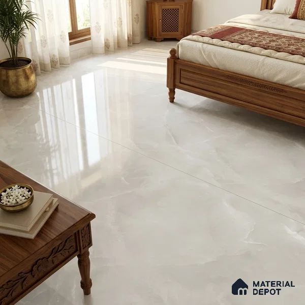 TL 11538 Onyx Gris Endless 6 ft x 4 ft Glossy Vitrified Tile - 15 mm | Adhesive and Spacers Must be Used During Installation