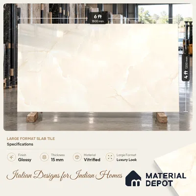 Endless Onyx Floor Tile TL 11539 6 ft x 4 ft Glossy Finish Vitrified Tile - 15 mm | Suitable For Living Room, Bedroom, Bathroom | Adhesive and Spacers Must be Used During Installation