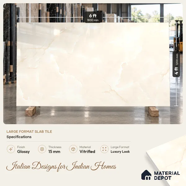 Endless Onyx Floor Tile TL 11539 6 ft x 4 ft Glossy Finish Vitrified Tile - 15 mm | Suitable For Living Room, Bedroom, Bathroom | Adhesive and Spacers Must be Used During Installation
