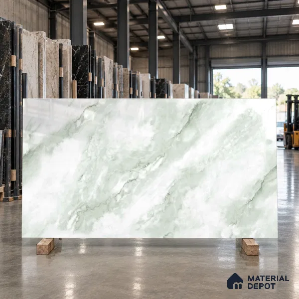 Endless Onyx Floor Tile TL 11540 Green 6 ft x 4 ft Glossy Finish Vitrified Tile - 15 mm | Suitable For Living Room, Bedroom, Bathroom | Adhesive and Spacers Must be Used During Installation