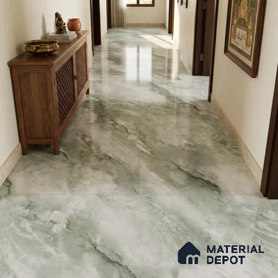 Endless Onyx Floor Tile TL 11540 Green 6 ft x 4 ft Glossy Finish Vitrified Tile - 15 mm | Suitable For Living Room, Bedroom, Bathroom | Adhesive and Spacers Must be Used During Installation