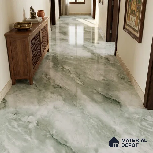 TL 11540 Onyx Verde Endless 6 ft x 4 ft Glossy Vitrified Tile - 15 mm | Adhesive and Spacers Must be Used During Installation