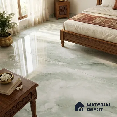 Endless Onyx Floor Tile TL 11540 Green 6 ft x 4 ft Glossy Finish Vitrified Tile - 15 mm | Suitable For Living Room, Bedroom, Bathroom | Adhesive and Spacers Must be Used During Installation