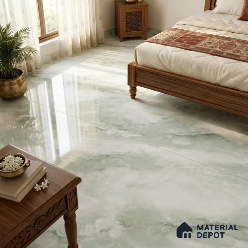 TL 11540 Onyx Verde Endless 6 ft x 4 ft Glossy Vitrified Tile - 15 mm | Adhesive and Spacers Must be Used During Installation