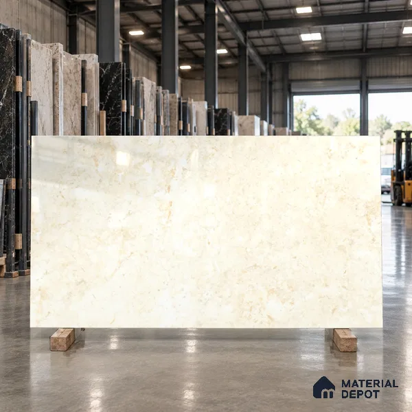 TL 11541 Toledo Crema Endless 6 ft x 4 ft Glossy Vitrified Tile - 15 mm | Adhesive and Spacers Must be Used During Installation