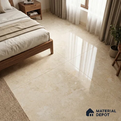 TL 11541 Toledo Crema Endless 6 ft x 4 ft Glossy Vitrified Tile - 15 mm | Adhesive and Spacers Must be Used During Installation